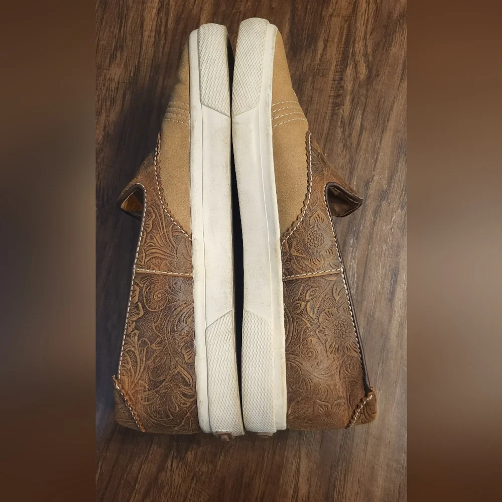 Durango Music City Tooled Leather Slip-on Western Sneaker Size 8